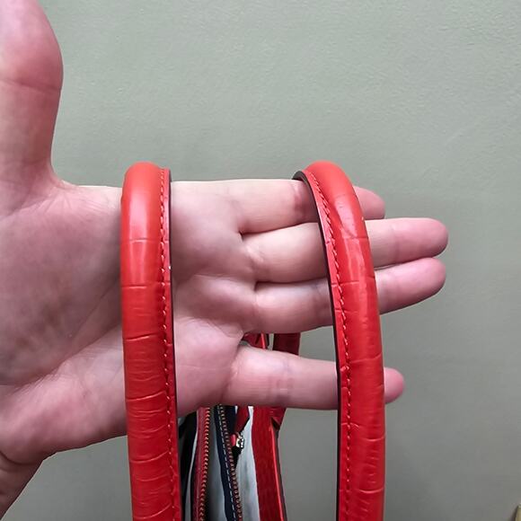 Kate Spade New York Leather Croc Embossed Tote Shoulder Handbag Red/Orange - Picture 14 of 14